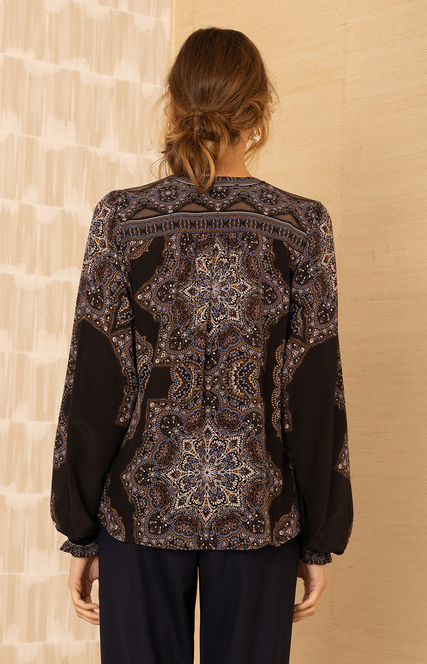 Layne Silk Top, color-Black