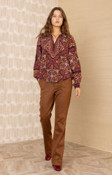 Raina Silk Top, color-Wine