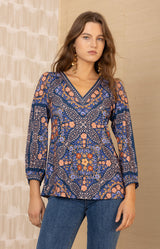 Paloma Jersey Top, color-Navy