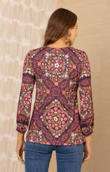 Paloma Jersey Top, color-Wine