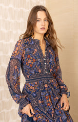Marisol Chiffon Maxi Dress, color-Navy