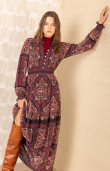 Marisol Chiffon Maxi Dress, color-Wine