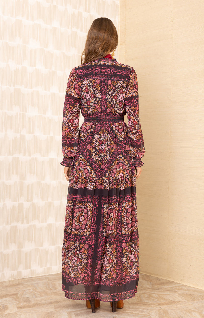 Marisol Chiffon Maxi Dress, color-Wine