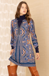 Malayah Beaded Jersey Dress, color-Navy