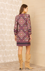 Malayah Beaded Jersey Dress, color-Wine