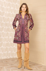 Malayah Beaded Jersey Dress, color-Wine