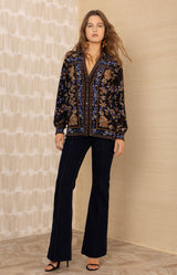 Avalynn Silk Top, color-Black