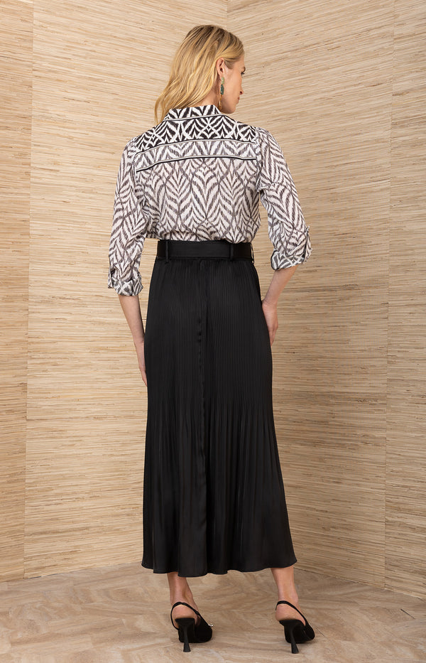 Ayleen Charmeuse Skirt, color-Black