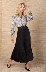 Ayleen Charmeuse Skirt, color-Black