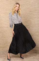 Ayleen Charmeuse Skirt, color-Black
