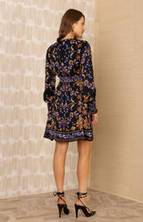 Ella Charmeuse Dress, color-Black