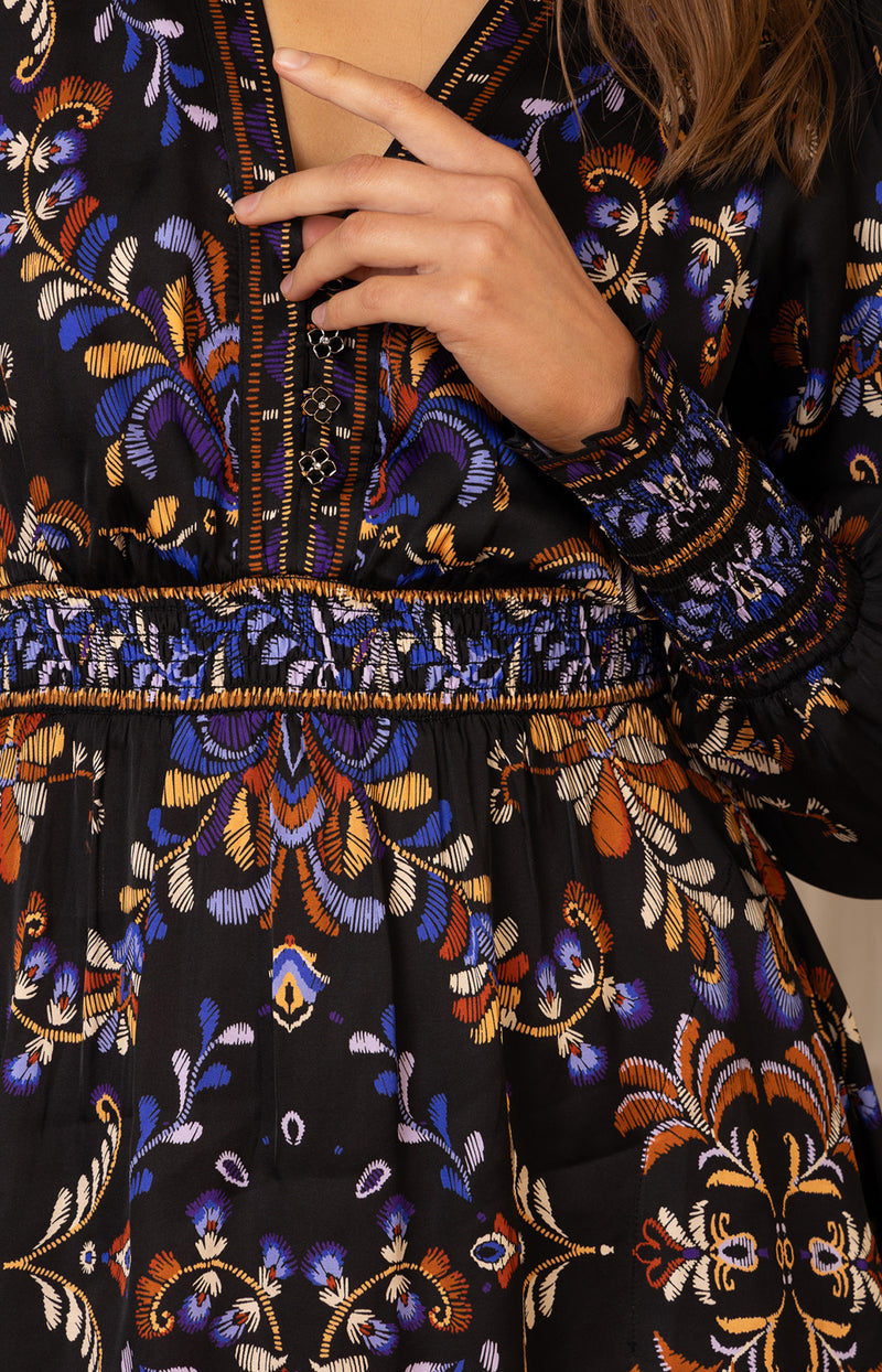 Ella Charmeuse Dress, color-Black