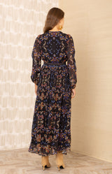 Alisson Chiffon Maxi Dress, color-Black