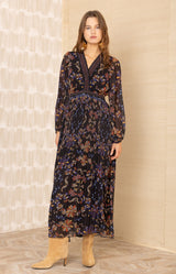 Alisson Chiffon Maxi Dress, color-Black