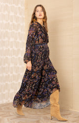 Alisson Chiffon Maxi Dress, color-Black