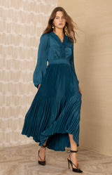 Alisson Charmeuse Dress, color-Blue