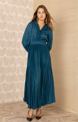Alisson Charmeuse Dress, color-Blue