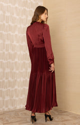 Alisson Charmeuse Dress, color-Wine