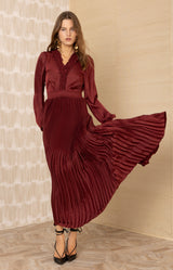 Alisson Charmeuse Dress, color-Wine