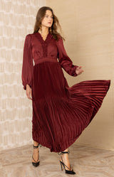 Alisson Charmeuse Dress, color-Wine