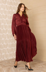 Alisson Charmeuse Dress, color-Wine