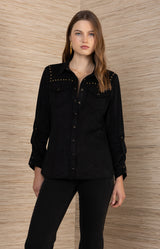 Simone Suede Top, color_Black