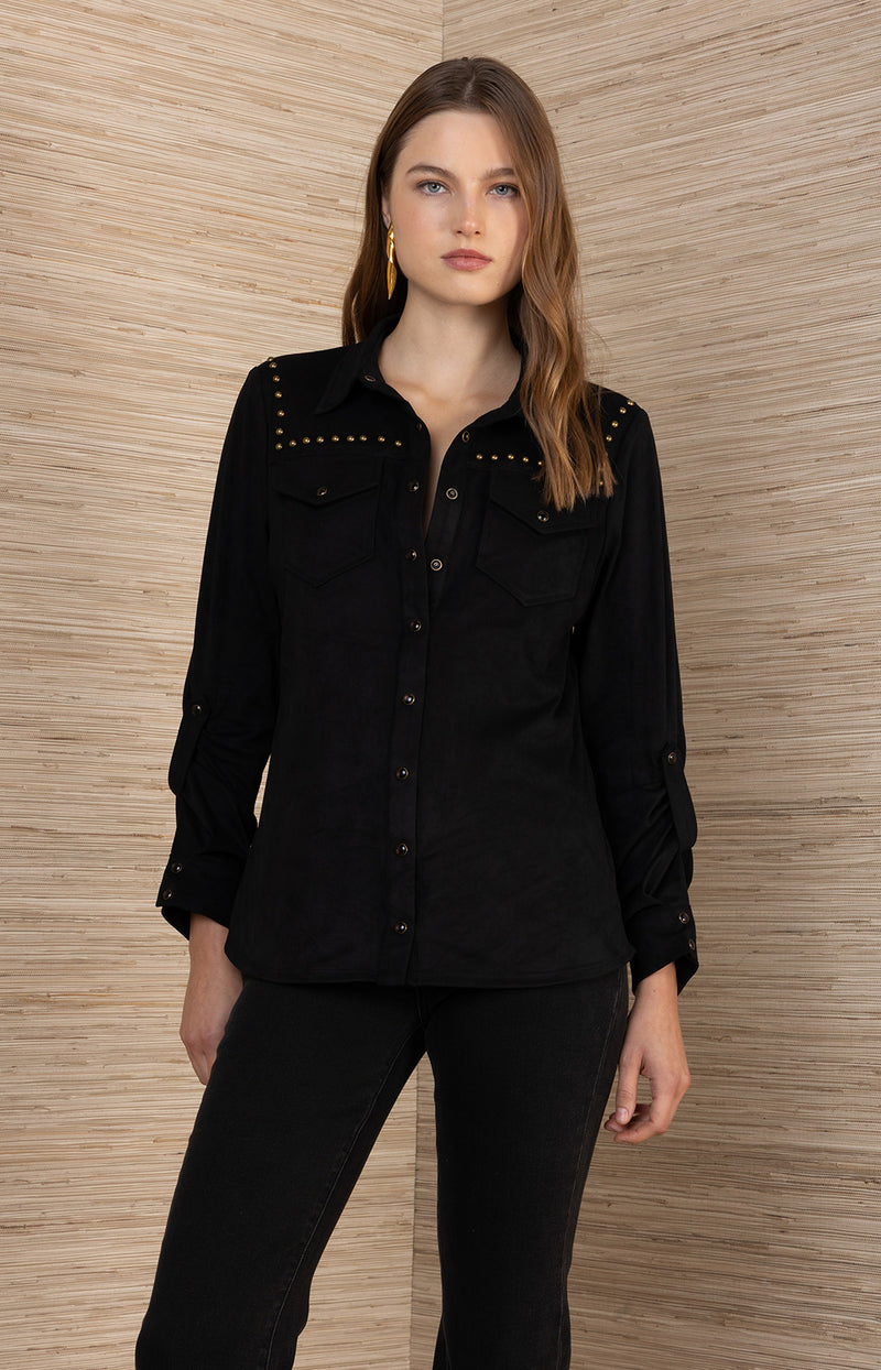 Simone Suede Top, color_Black