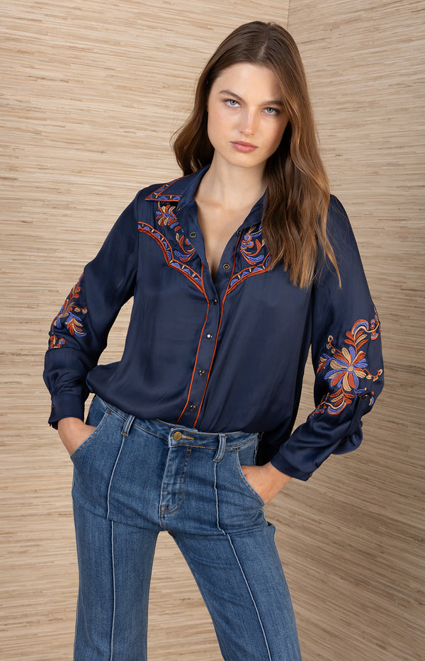Zendaya Embroidered Top, color_navy