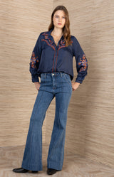 Zendaya Embroidered Top, color_navy
