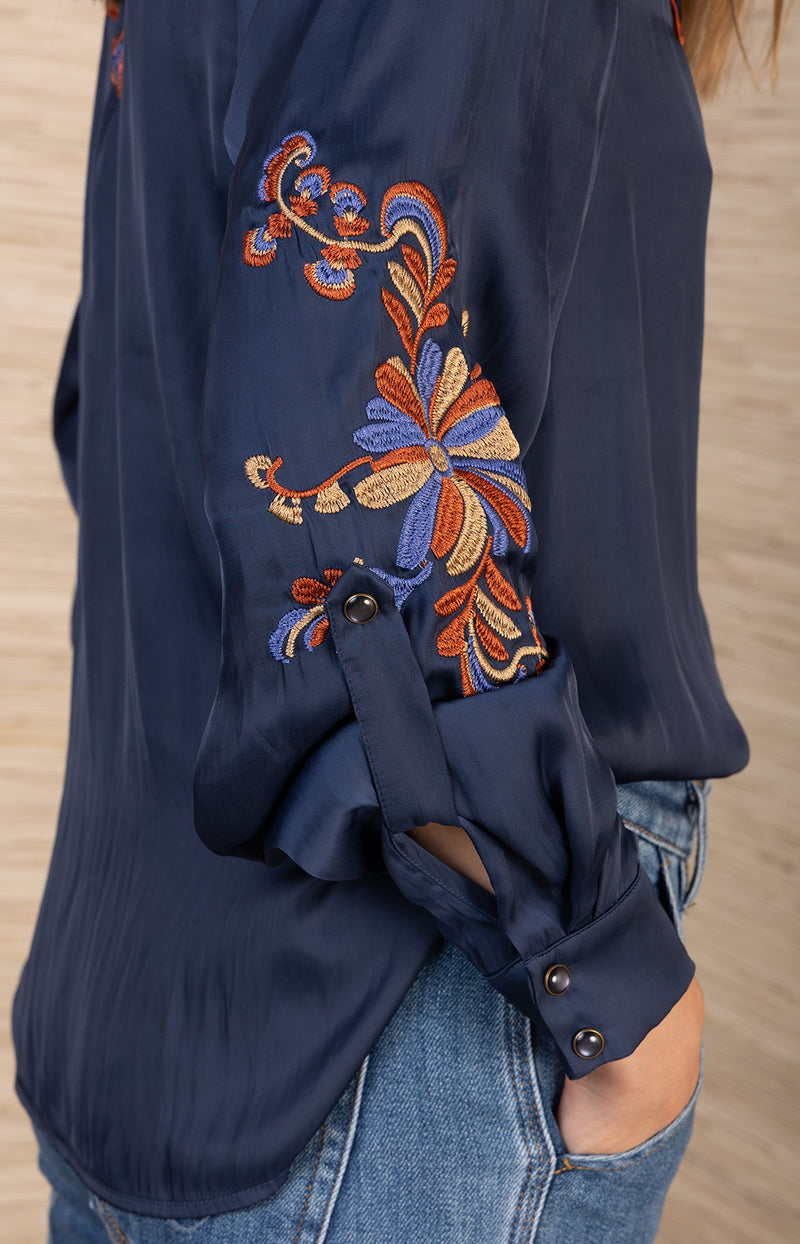 Zendaya Embroidered Top, color_navy