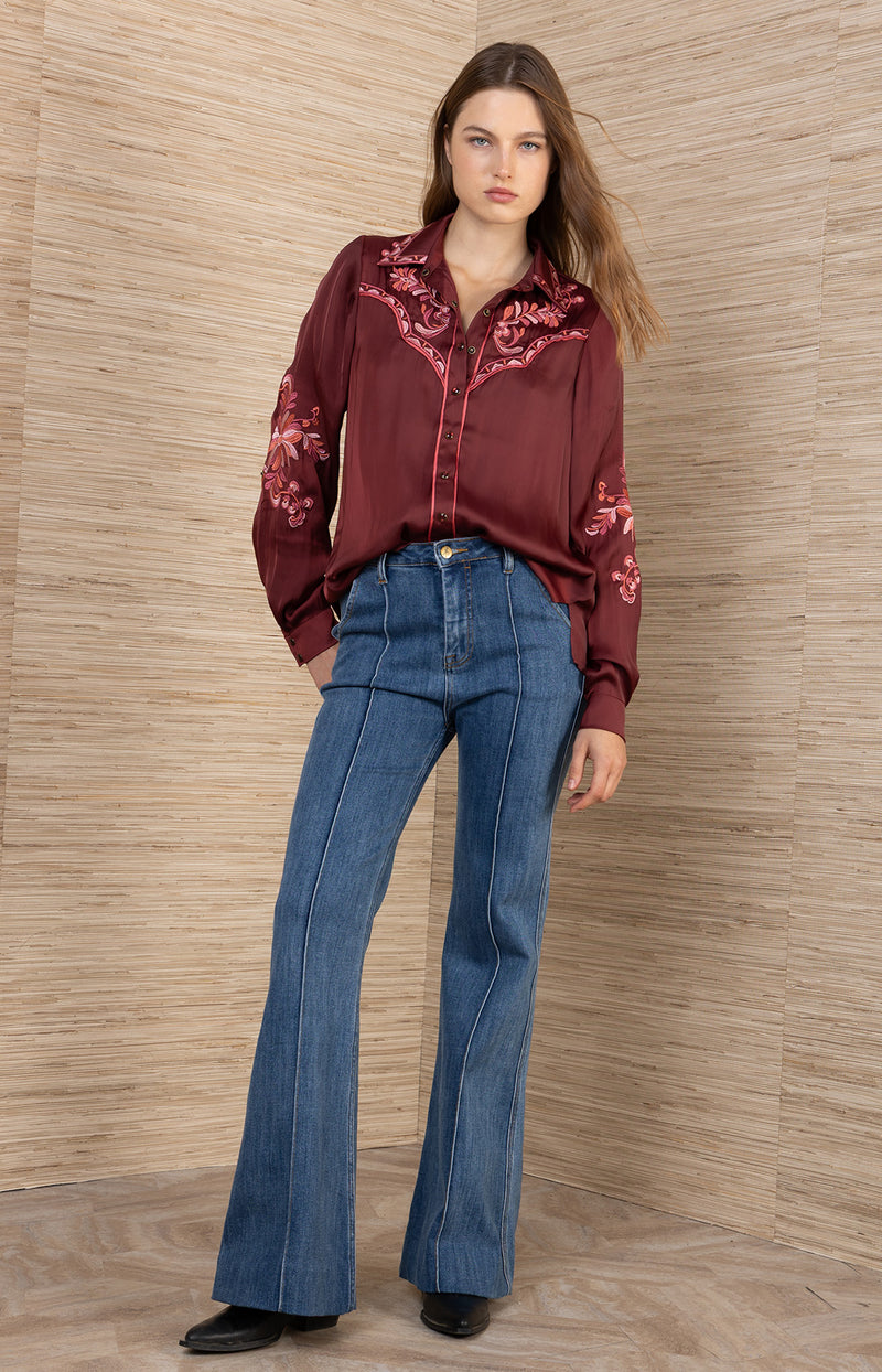 Zendaya Embroidered Top, color_wine