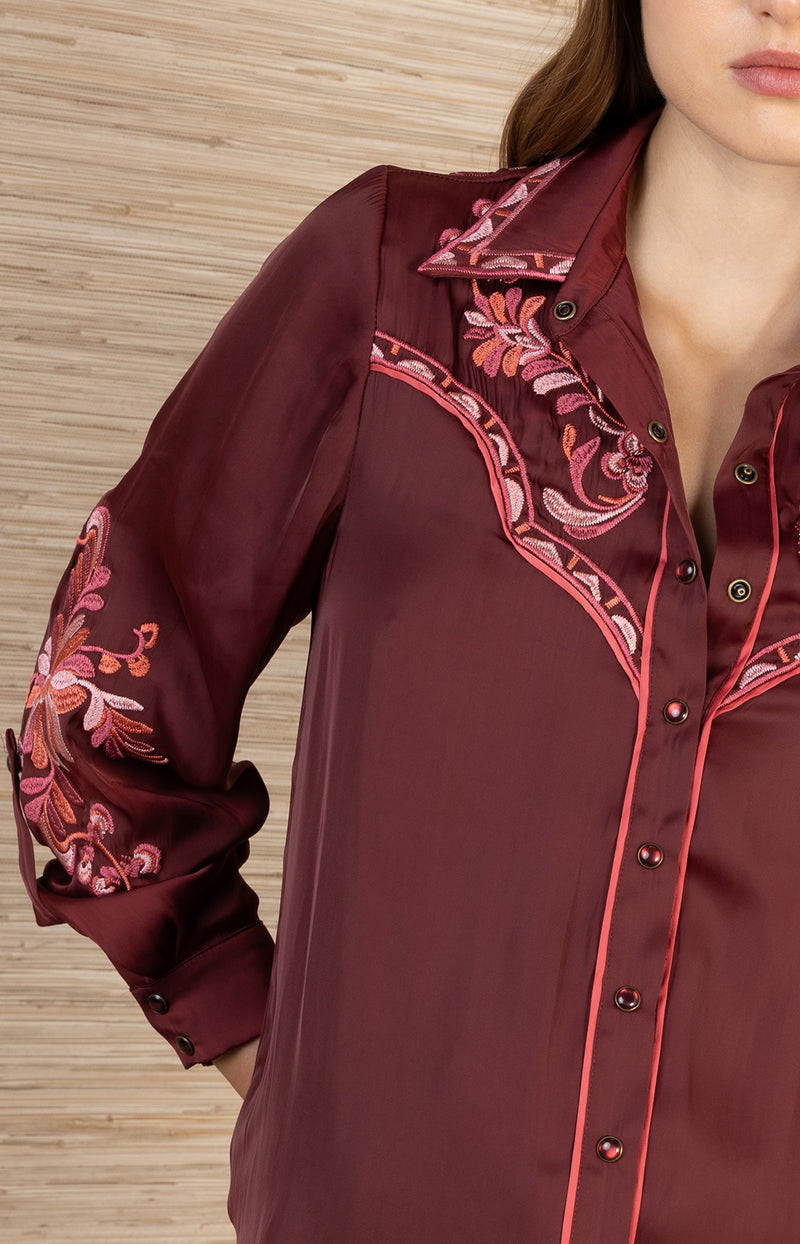 Zendaya Embroidered Top, color_wine