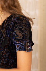 Paisleigh Velvet Dress, color-Black