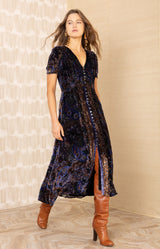 Paisleigh Velvet Dress, color-Black
