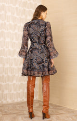 Artemis Organza Dress, color-Black