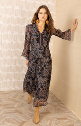 Artemis Organza Maxi Dress, color-Black