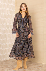 Artemis Organza Maxi Dress, color-Black