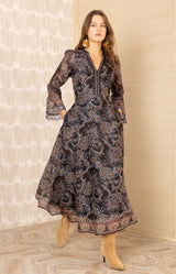 Artemis Organza Maxi Dress, color-Black