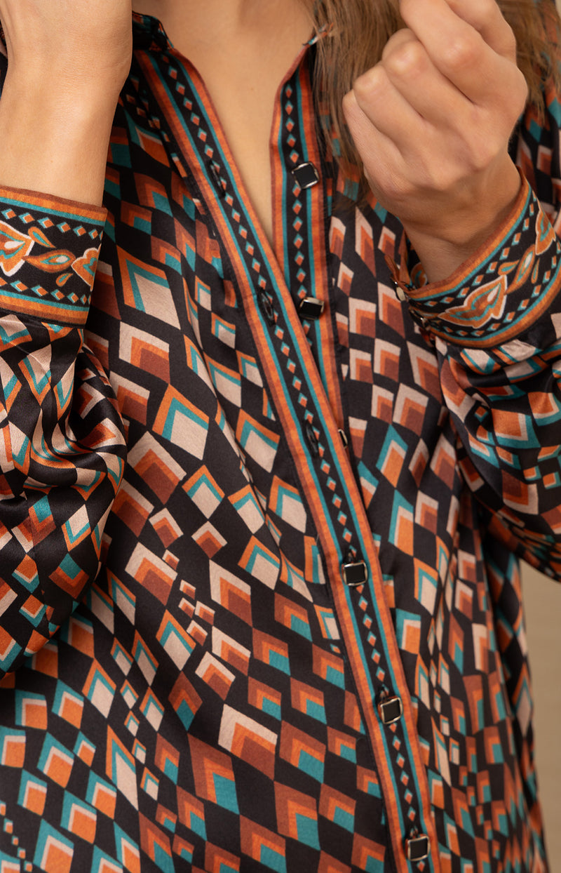 Vada Silk Top, color-Black