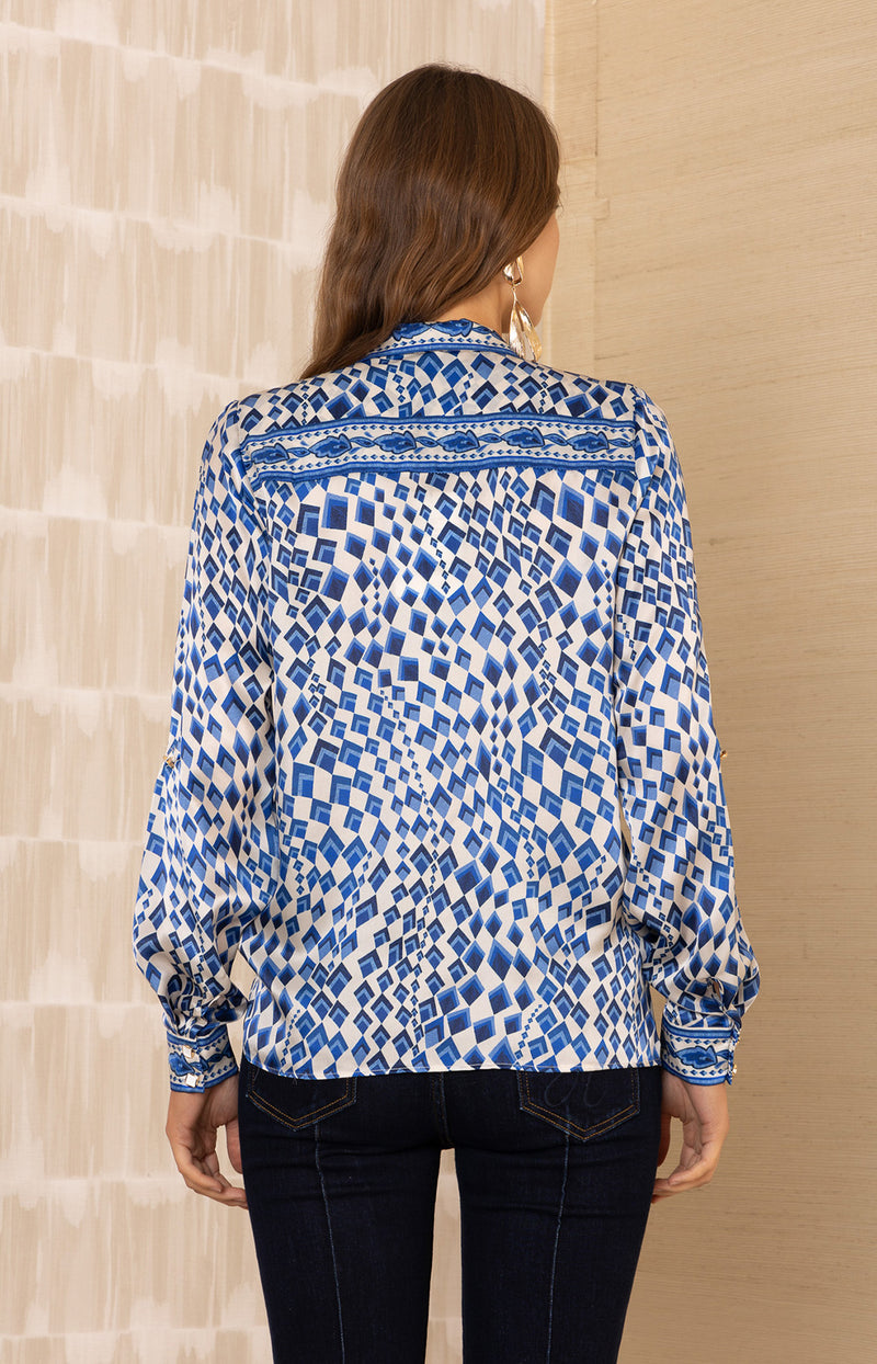 Vada Silk Top, color-Blue