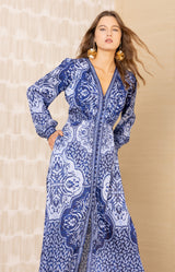 Noor Charmeuse Dress, color-Navy