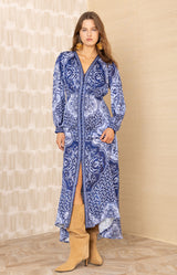 Noor Charmeuse Dress, color-Navy