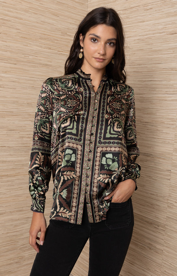Etta Silk Top, color_Black