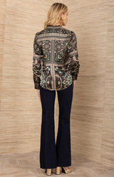 Etta Beaded Silk Top, color-Black