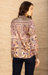 Etta Beaded Silk Top, color-Pink