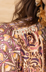 Etta Beaded Silk Top, color-Pink