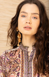 Etta Beaded Silk Top, color-Pink