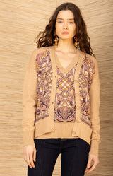 Scarlette Silk Cardigan, color-Pink