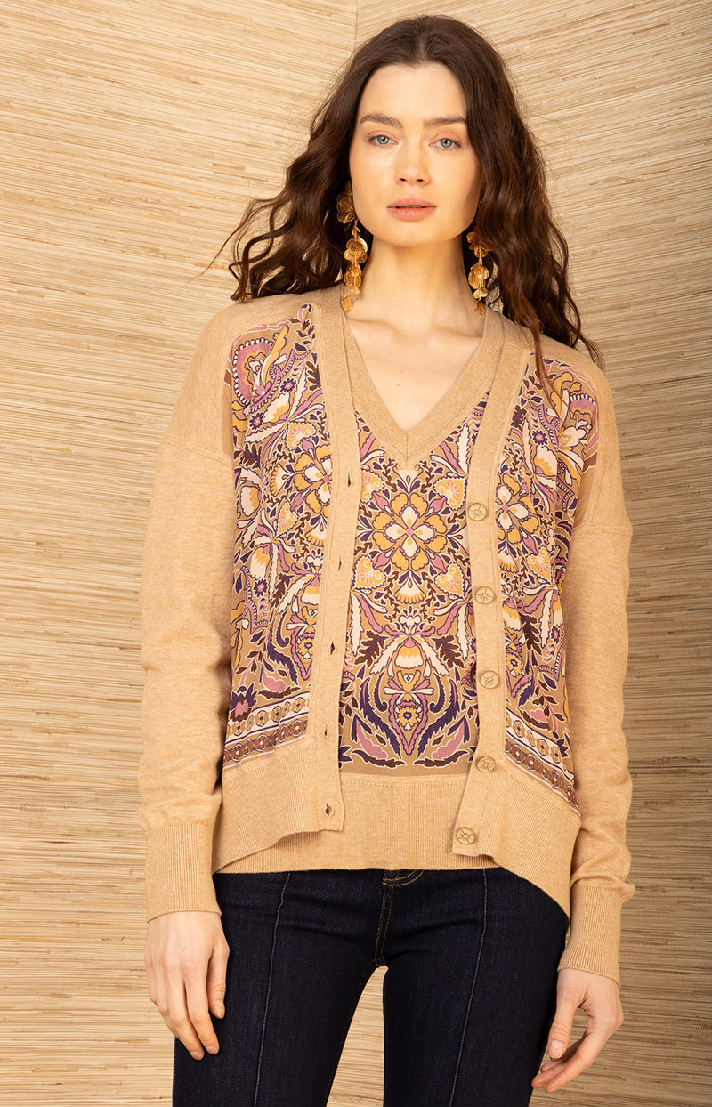 Scarlette Silk Cardigan, color-Pink