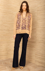 Scarlette Silk Cardigan, color-Pink